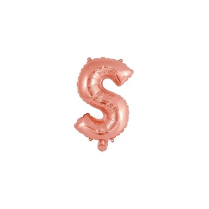 Palloncino Lettera S Rosa Gold mini shape 14" (35cm) in mylar, 1pz.
