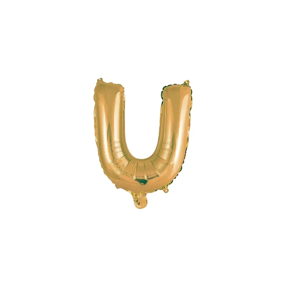 Palloncino Lettera U Oro mini shape 14" (35cm) in mylar, 1pz.