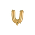 Palloncino Lettera U Oro mini shape 14" (35cm) in mylar, 1pz.