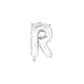 Palloncino Lettera R Argento mini shape 14" (35cm) in mylar, 1pz.