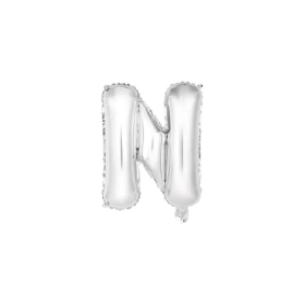 Palloncino Lettera N Argento mini shape 14" (35cm) in mylar, 1pz.