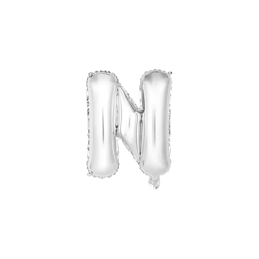 Palloncino Lettera N Argento mini shape 14" (35cm) in mylar, 1pz.