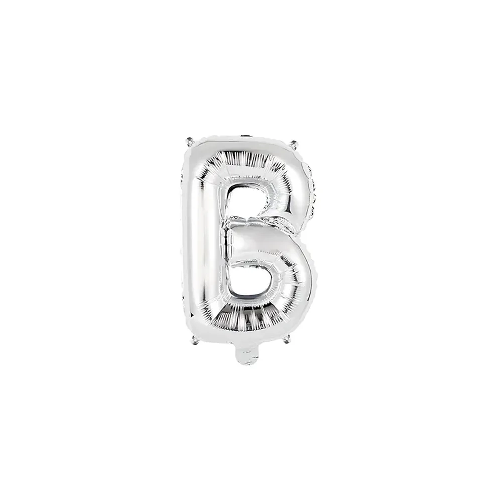 Palloncino Lettera B Argento mini shape 14" (35cm) in mylar, 1pz.