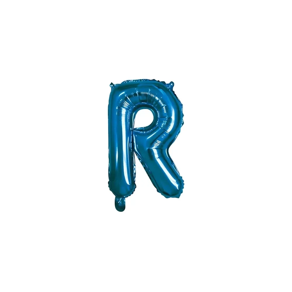 Palloncino Lettera R Blu mini shape 14" (35cm) in mylar, 1pz.