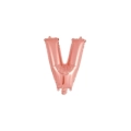 Palloncino Lettera V Rosa Gold mini shape 14" (35cm) in mylar, 1pz.