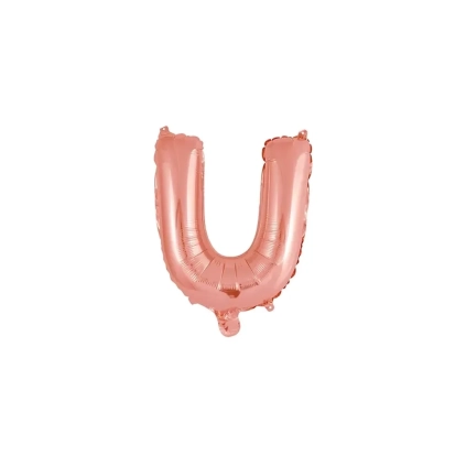 Palloncino Lettera U Rosa Gold mini shape 14" (35cm) in mylar, 1pz.