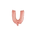 Palloncino Lettera U Rosa Gold mini shape 14" (35cm) in mylar, 1pz.