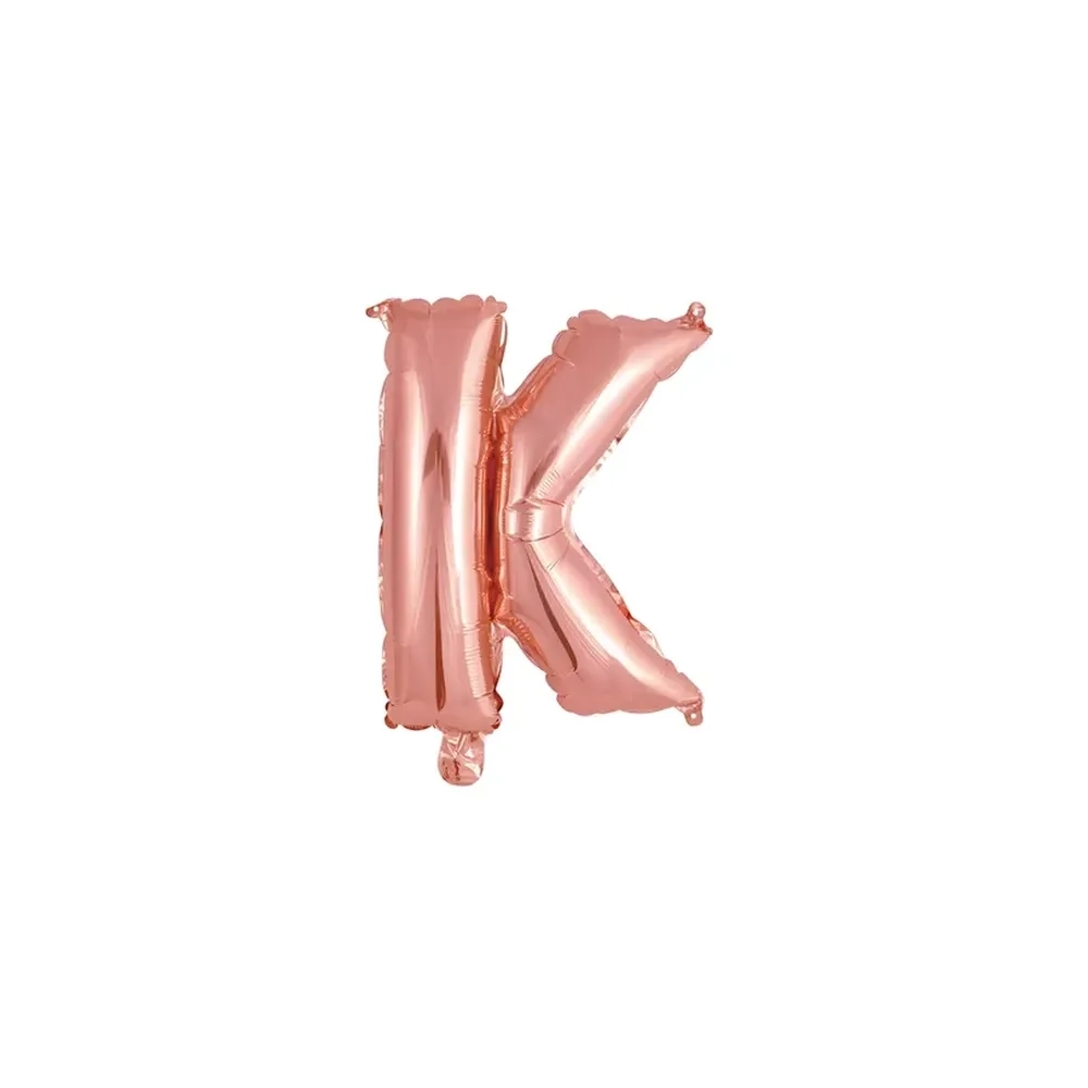 Palloncino Lettera K Rosa Gold mini shape 14" (35cm) in mylar, 1pz.
