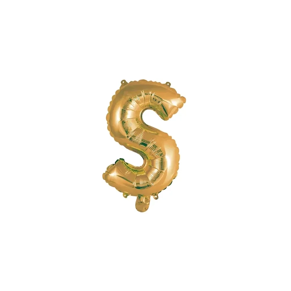 Palloncino Lettera S Oro mini shape 14" (35cm) in mylar, 1pz.