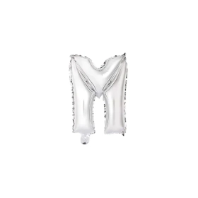 Palloncino Lettera M Argento mini shape 14" (35cm) in mylar, 1pz.