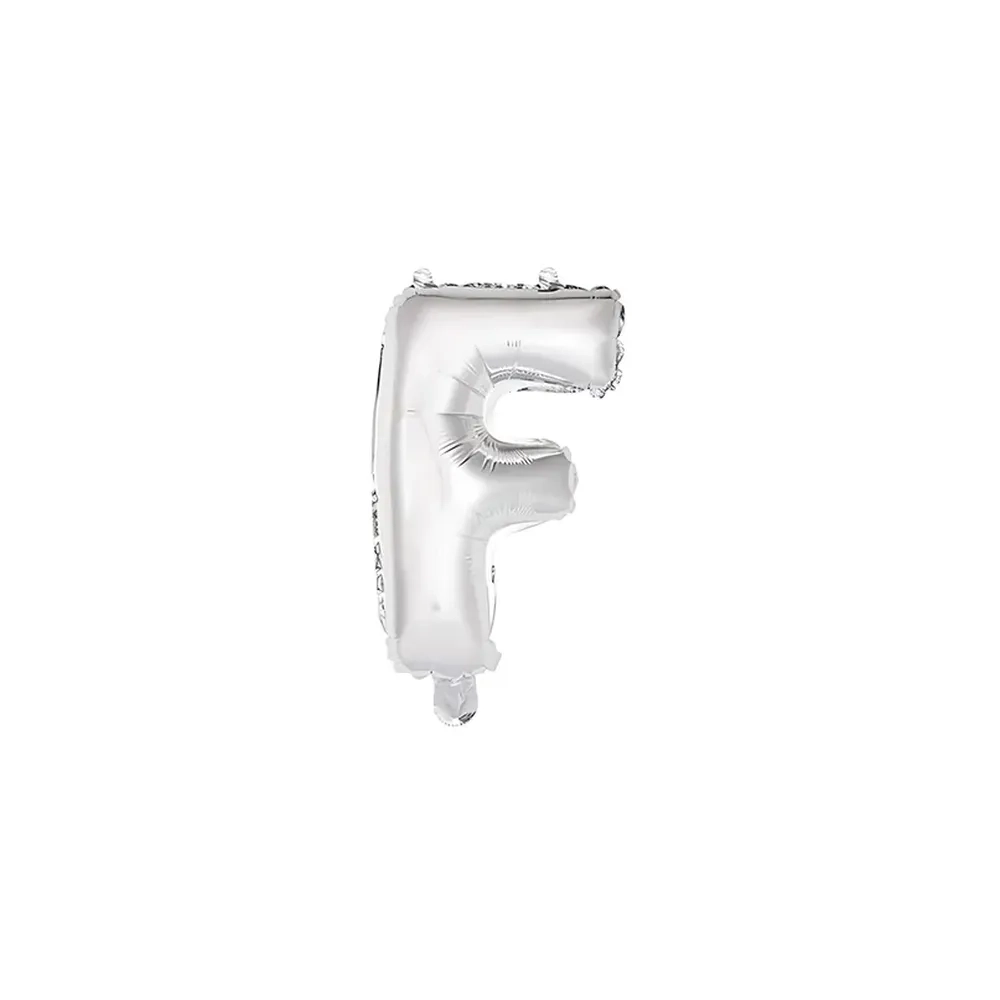 Palloncino Lettera F Argento mini shape 14" (35cm) in mylar, 1pz.