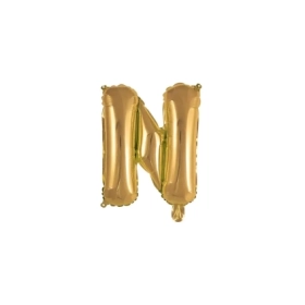 Palloncino Lettera N Oro mini shape 14" (35cm) in mylar, 1pz.