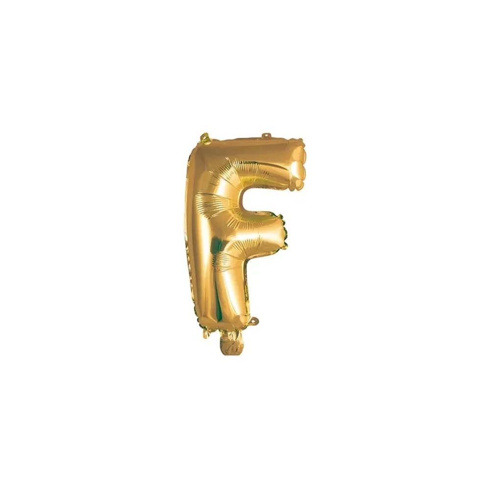 Palloncino Lettera F Oro mini shape 14" (35cm) in mylar, 1pz.