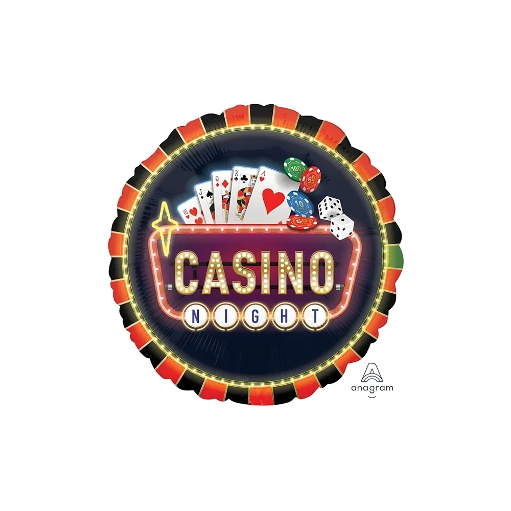 Palloncino Casinò Night super shape 28" (71cm) in mylar, 1pz.