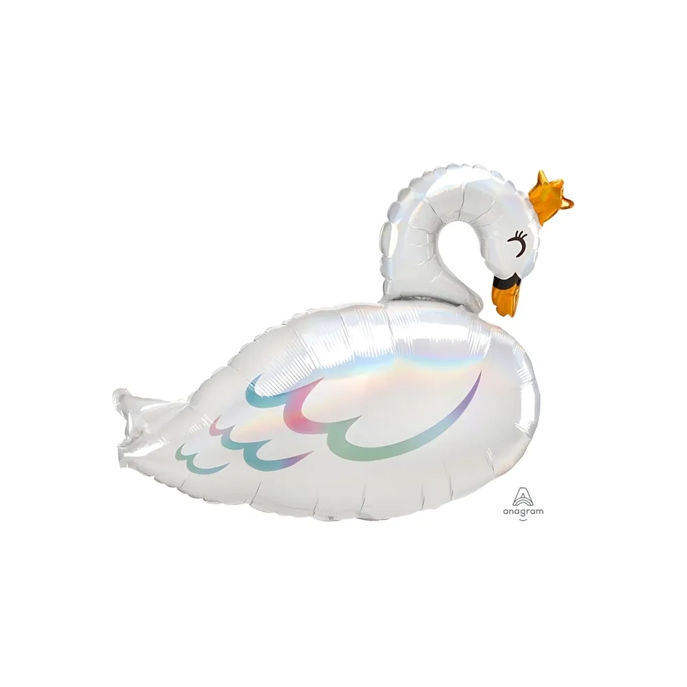 Palloncino Cigno Iridescente super shape 34" (86cm) in mylar, 1pz.