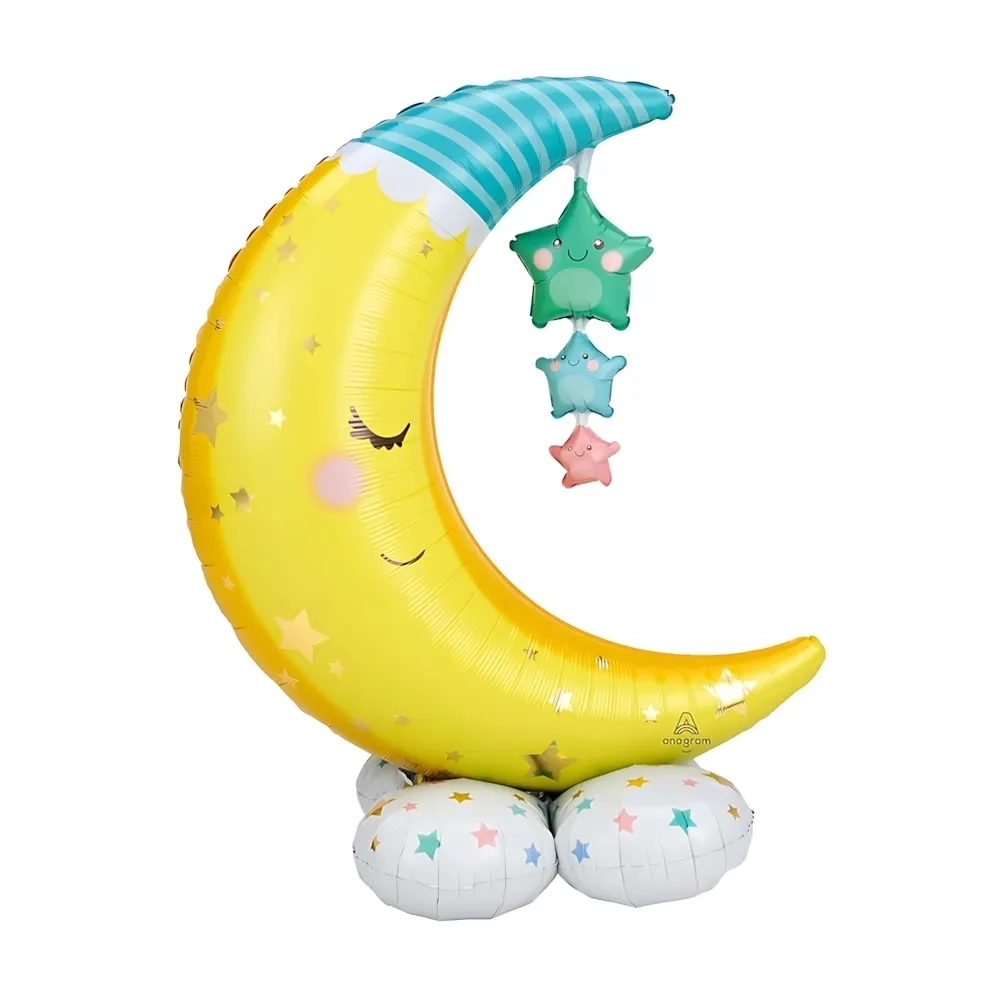 Palloncino Luna e Stelle airloonz 55" (139cm) in mylar, 1pz.