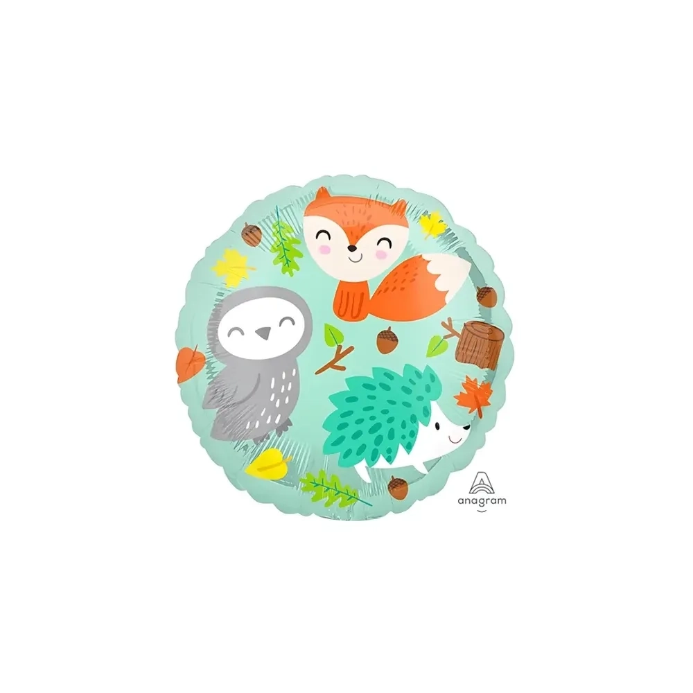 Palloncino Animali del Bosco standard shape 18" (45cm) in mylar, 1pz.