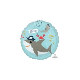 Palloncino Ahoy Birthday standard shape 18" (45cm) in mylar, 1pz.