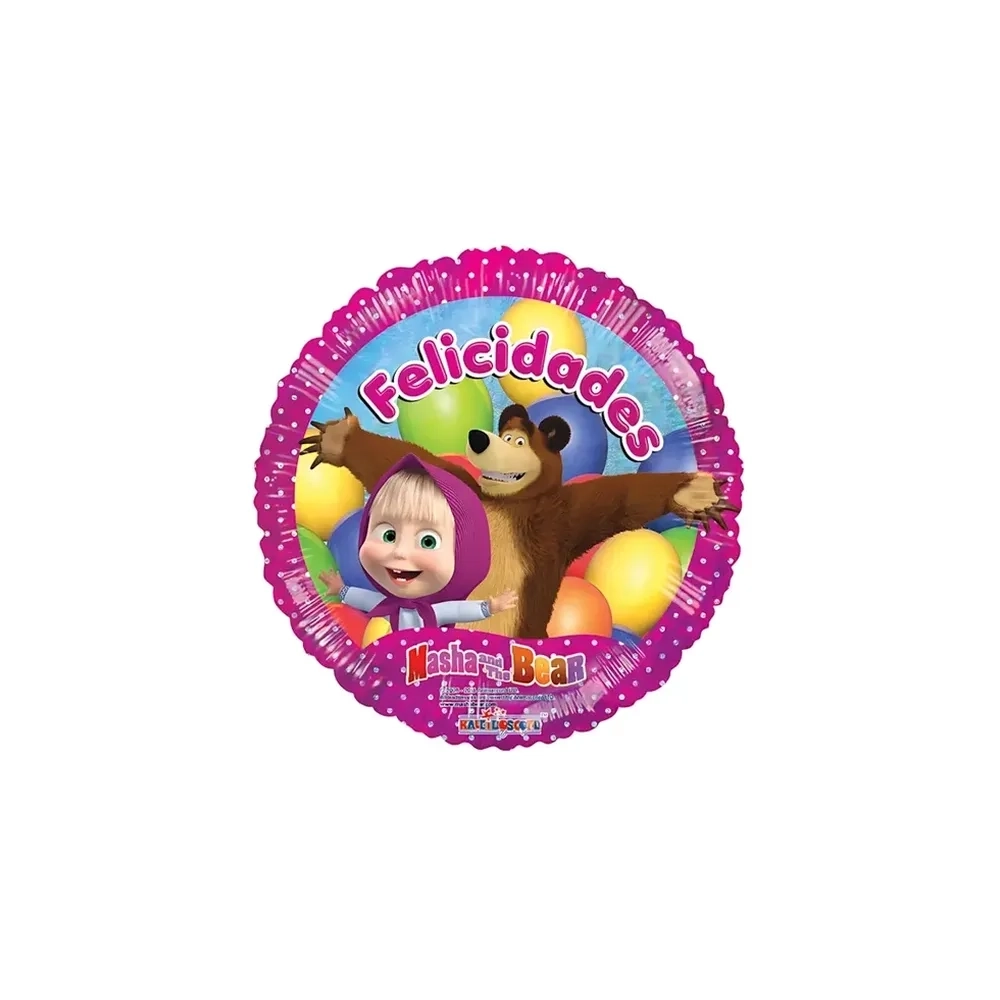 Palloncino Masha e Orso Olografico standard shape 18" (45cm) in mylar, 1pz.