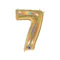 Palloncino numero 7 HoloGlitter Oro super shape 40" (101cm) in mylar, 1pz.