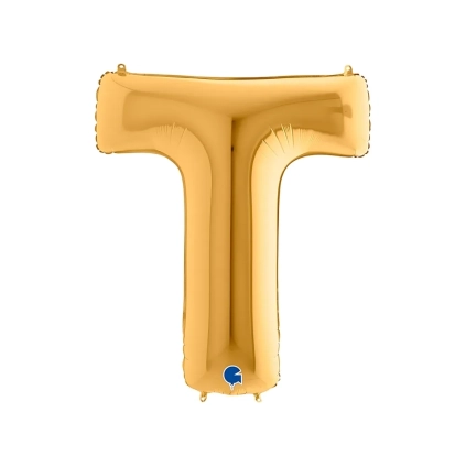 Palloncino Lettera T Oro super shape 40" (101cm) in mylar, 1pz.