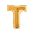 Palloncino Lettera T Oro super shape 40" (101cm) in mylar, 1pz.