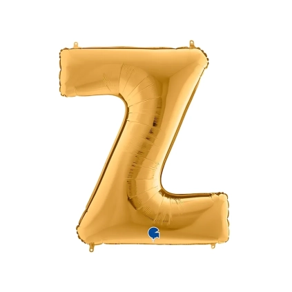 Palloncino Lettera Z Oro super shape 40" (101cm) in mylar, 1pz.