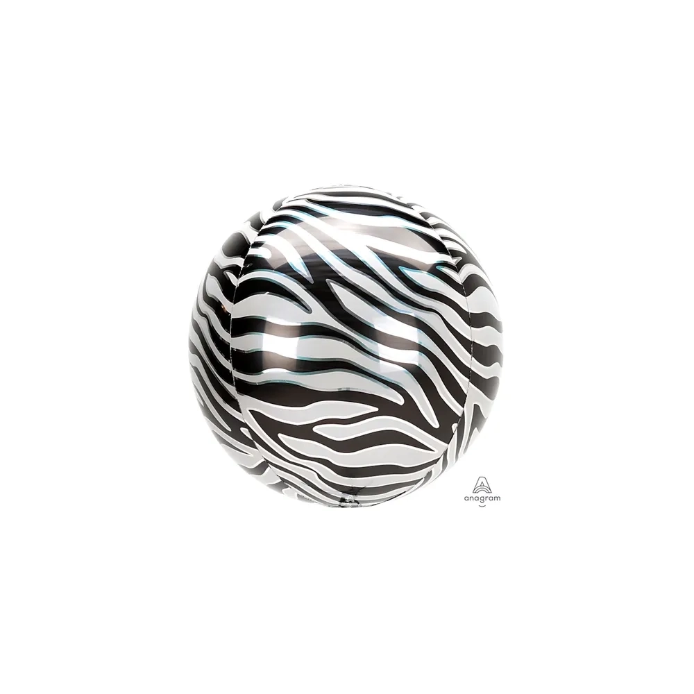 Palloncino sferico Zebrato orbz 16" (40cm) in mylar, 1pz.