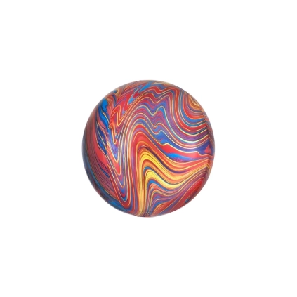 Palloncino sferico Marmorizzato Arcobaleno orbz 16" (40cm) in mylar, 1pz.