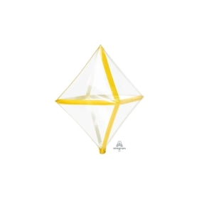 Palloncino Ottaedro trasparentie con finiture Oro super shape 25" (63cm) in mylar, 1pz.