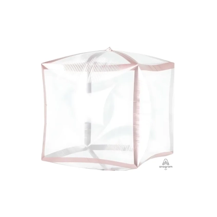 Palloncino Cubo Rosa Gold Trim super shape 32" (81cm) in mylar, 1pz.