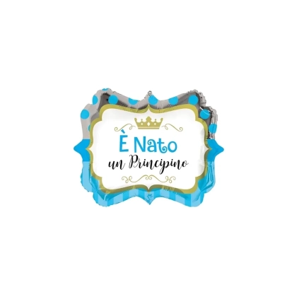 Palloncino to E' Nato un Principino standard shape 18" (45cm) in mylar, 1pz.