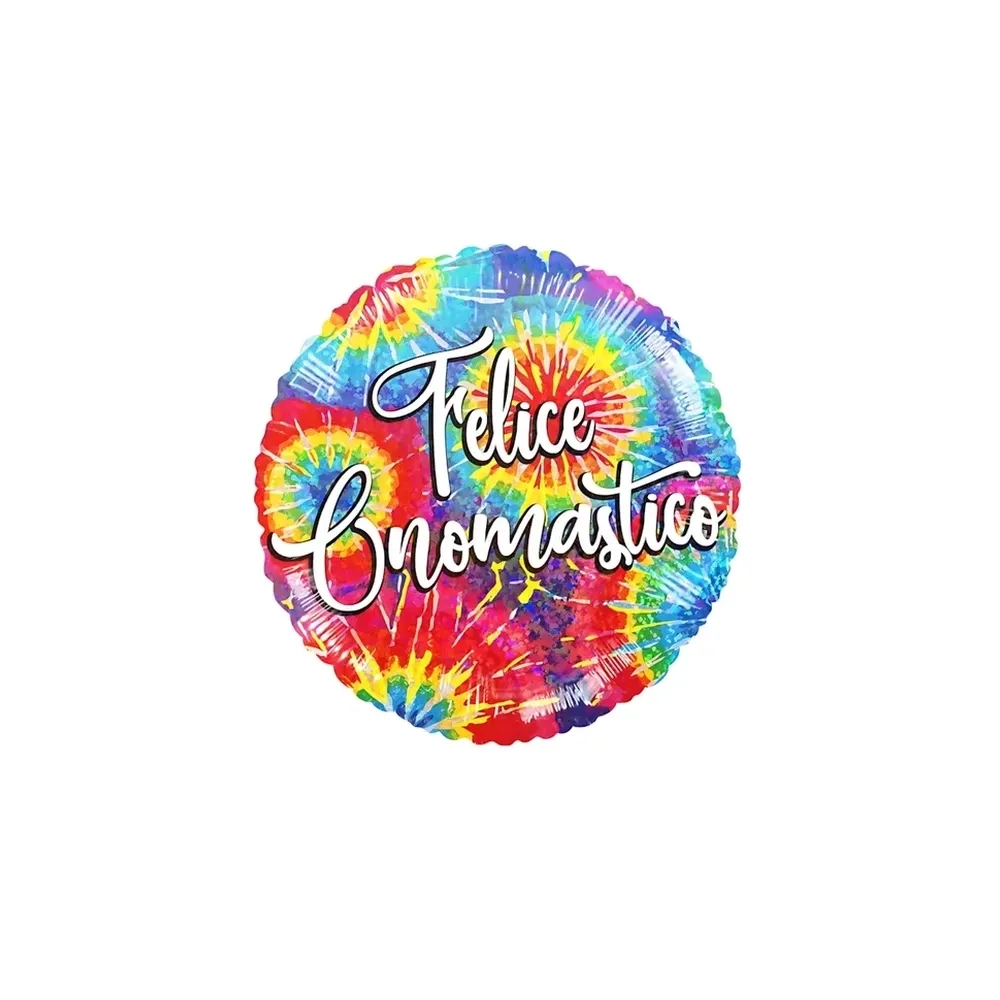 Palloncino Multicolor Felice Onomastico standard shape 18" (45cm) in mylar, 1pz.