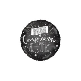 Palloncino Nero Buon Compleanno a te standard shape 18" (45cm) in mylar, 1pz.
