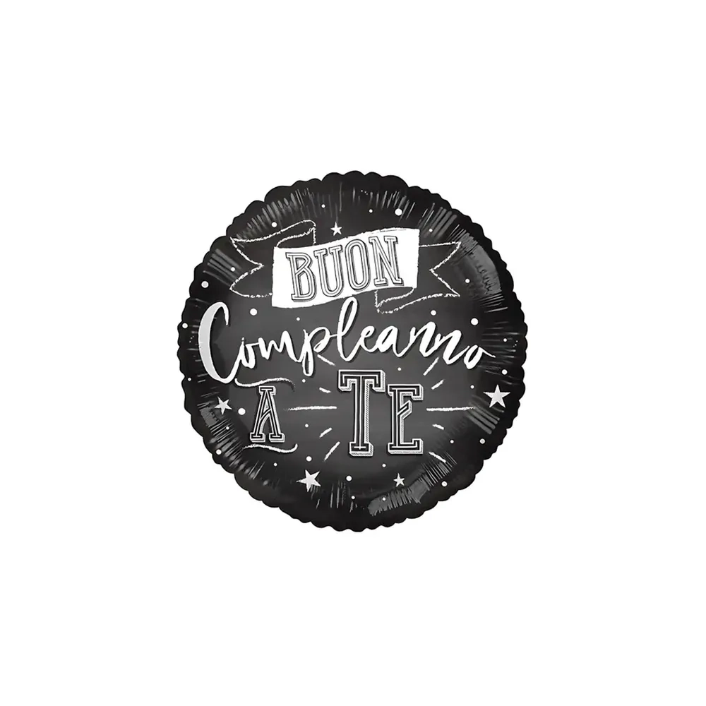 Palloncino Nero Buon Compleanno a te standard shape 18" (45cm) in mylar, 1pz.