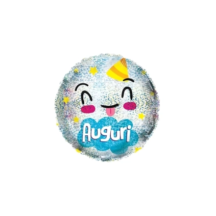 Palloncino Olografico Auguri standard shape 18" (45cm) in mylar, 1pz.