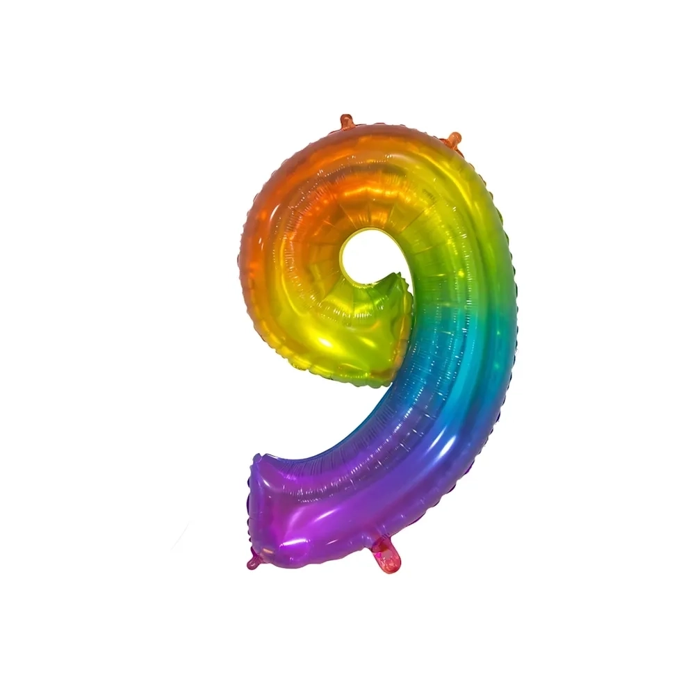 Palloncino numero 9 Multicolor Jelly super shape 34" (86cm) in mylar, 1pz.