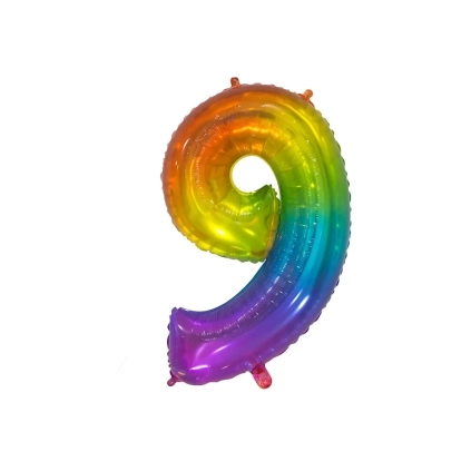 Palloncino numero 9 Multicolor Jelly super shape 34" (86cm) in mylar, 1pz.