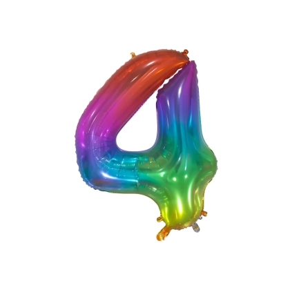 Palloncino numero 4 Multicolor Jelly super shape 34" (86cm) in mylar, 1pz.