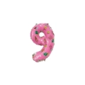 Palloncini numero 9 Rosa Hooray Party mini shape 14" (35cm) in mylar, 5pz.