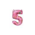 Palloncini numero 5 Rosa Hooray Party mini shape 14" (35cm) in mylar, 5pz.