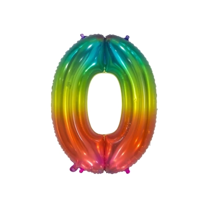 Palloncino numero 0 Multicolor Jelly super shape 34" (86cm) in mylar, 1pz.