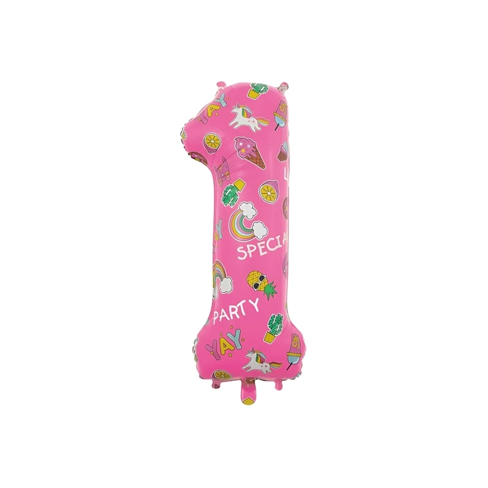 Palloncino numero 1 Rosa Mega Hooray Party super shape 34" (86cm) in mylar, 1pz.