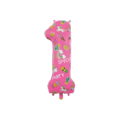 Palloncino numero 1 Rosa Mega Hooray Party super shape 34" (86cm) in mylar, 1pz.