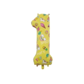 Palloncino numero 1 Giallo Mega Hooray Party super shape 34" (86cm) in mylar, 1pz.