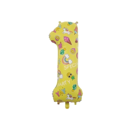 Palloncino numero 1 Giallo Mega Hooray Party super shape 34" (86cm) in mylar, 1pz.