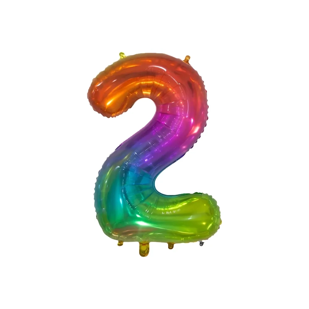 Palloncino numero 2 Multicolor Jelly super shape 34" (86cm) in mylar, 1pz.