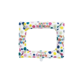 Palloncino Cornice Selfie a Pois super shape 23" (58cm) in mylar, 1pz.