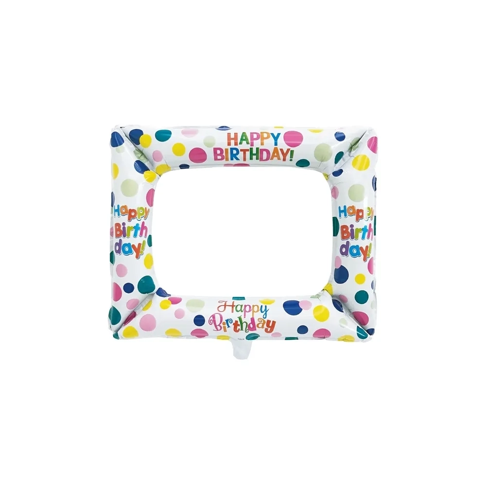 Palloncino Cornice Selfie a Pois super shape 23" (58cm) in mylar, 1pz.