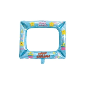 Palloncino Cornice Selfie celeste con Stelle super shape 23" (58cm) in mylar, 1pz.